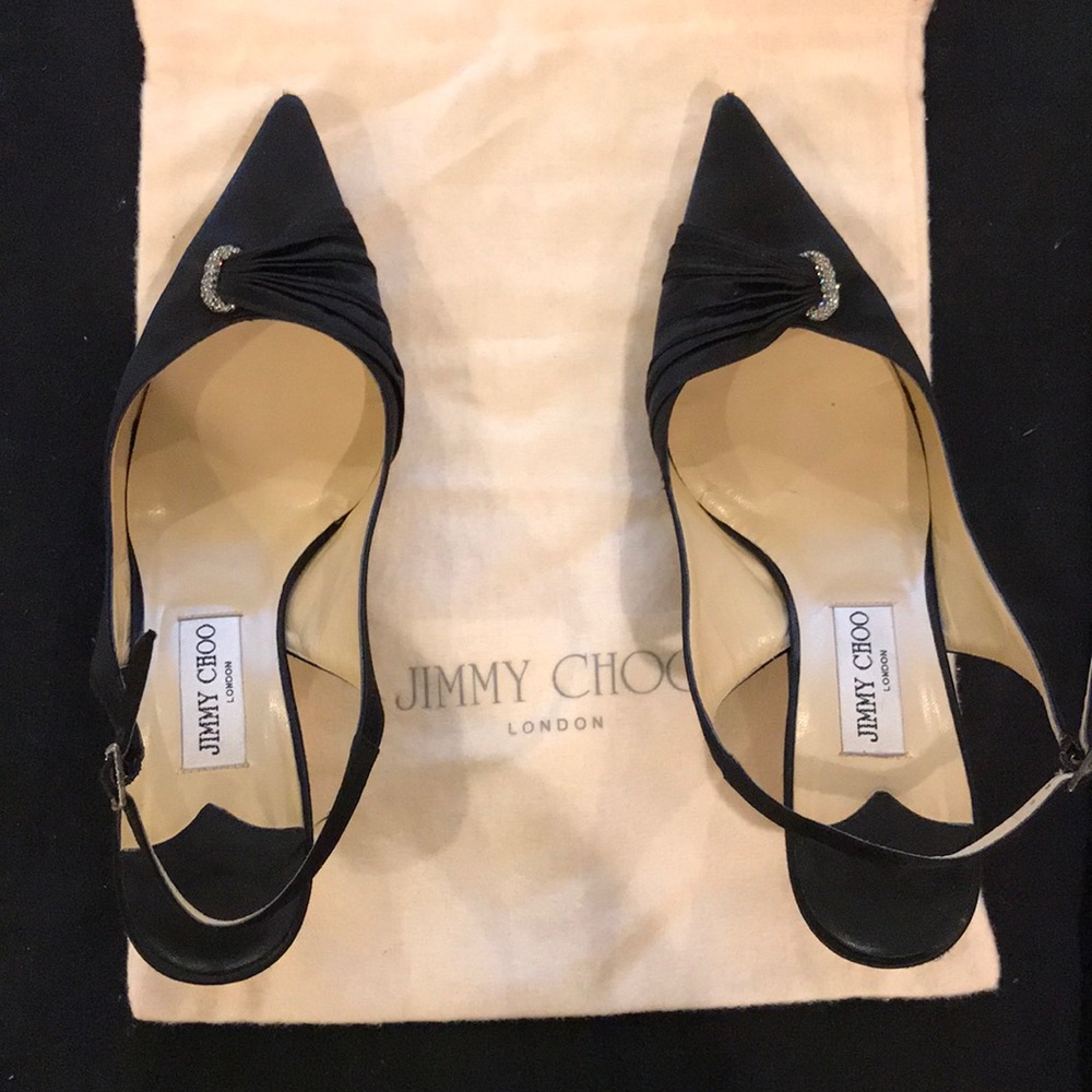 Jimmy Choo satin pumps with crystal embellishment